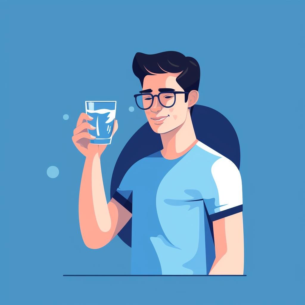 Person drinking a glass of water