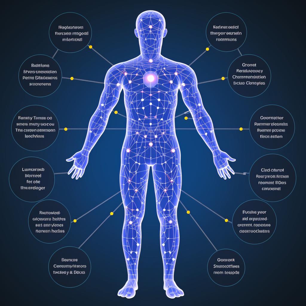 Diagram of human body with key pressure points highlighted