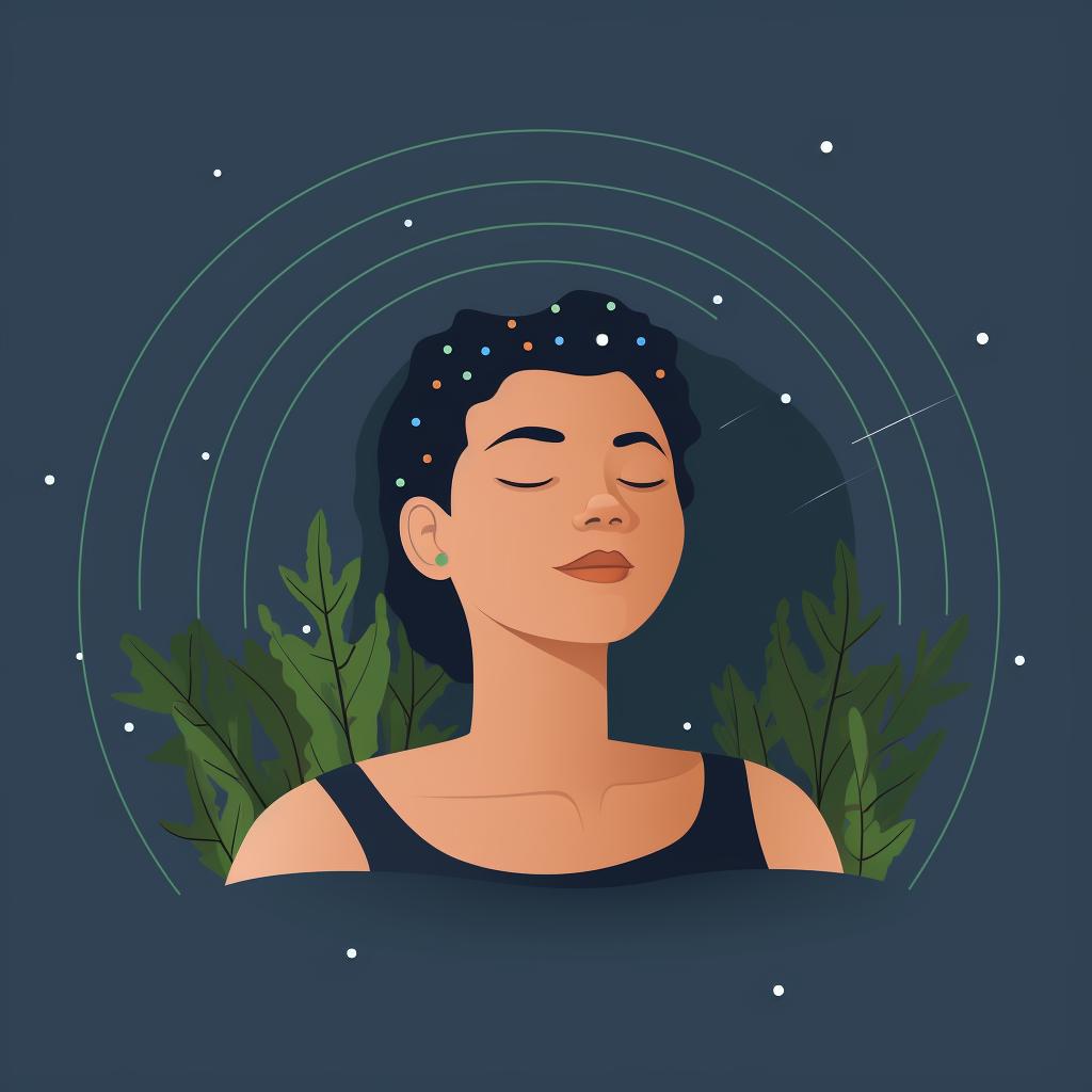 Person relaxing and breathing deeply during acupuncture